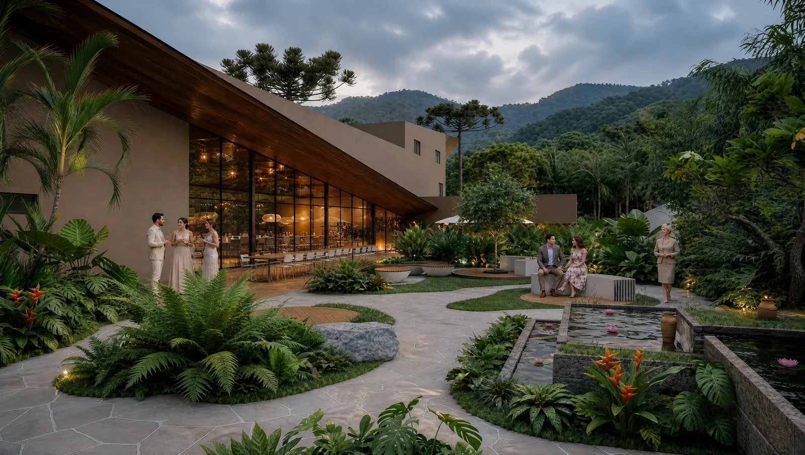 Perspectiva do garden Casa Arufest